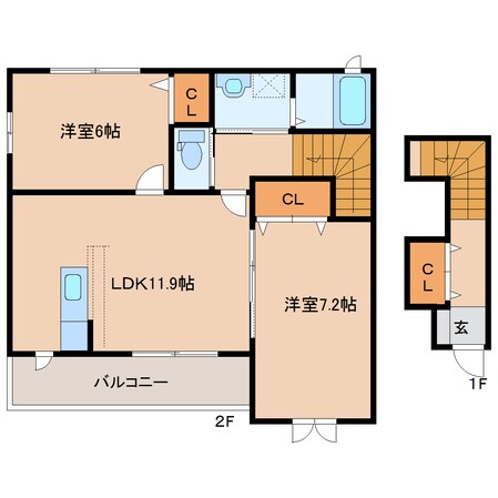 橿原神宮前駅 徒歩15分 2階の物件間取画像